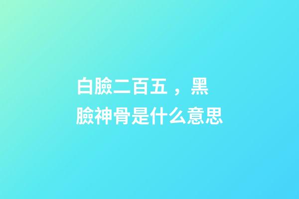 白臉二百五，黑臉神骨是什么意思